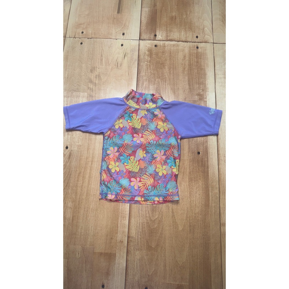 US SKiNZ Kids Rash Guard Swim Shirt UPF 50 Size 4T Tropical‎ Floral Purple
